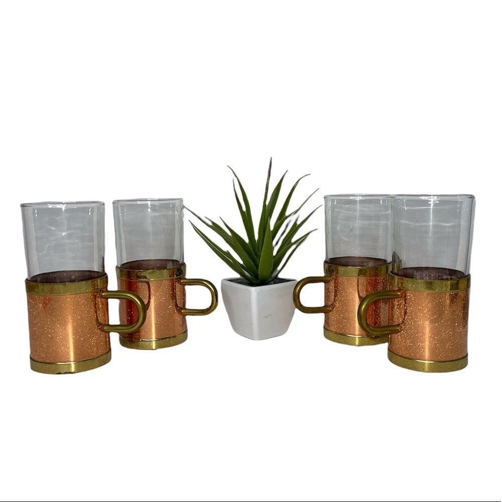 Mid-Century Modern Copper Irish Coffee Tea Glass - Set of 4 - Picture 4 of 16